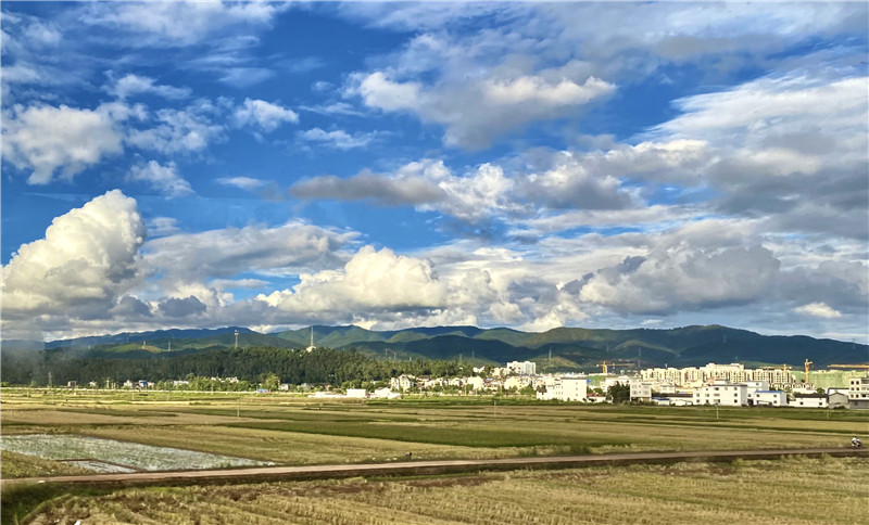斑斕、七彩橋、草原、余輝(圖1)